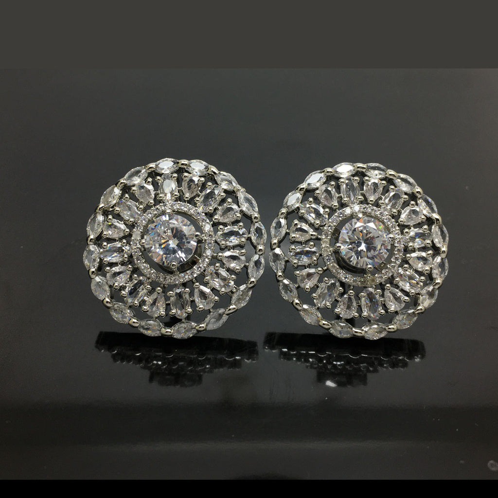 Elegant Halo American Diamond Stud Earrings