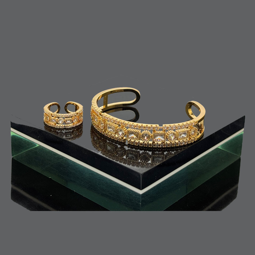 Elegant Crystal-Studded Bracelet and Matching Ring Set