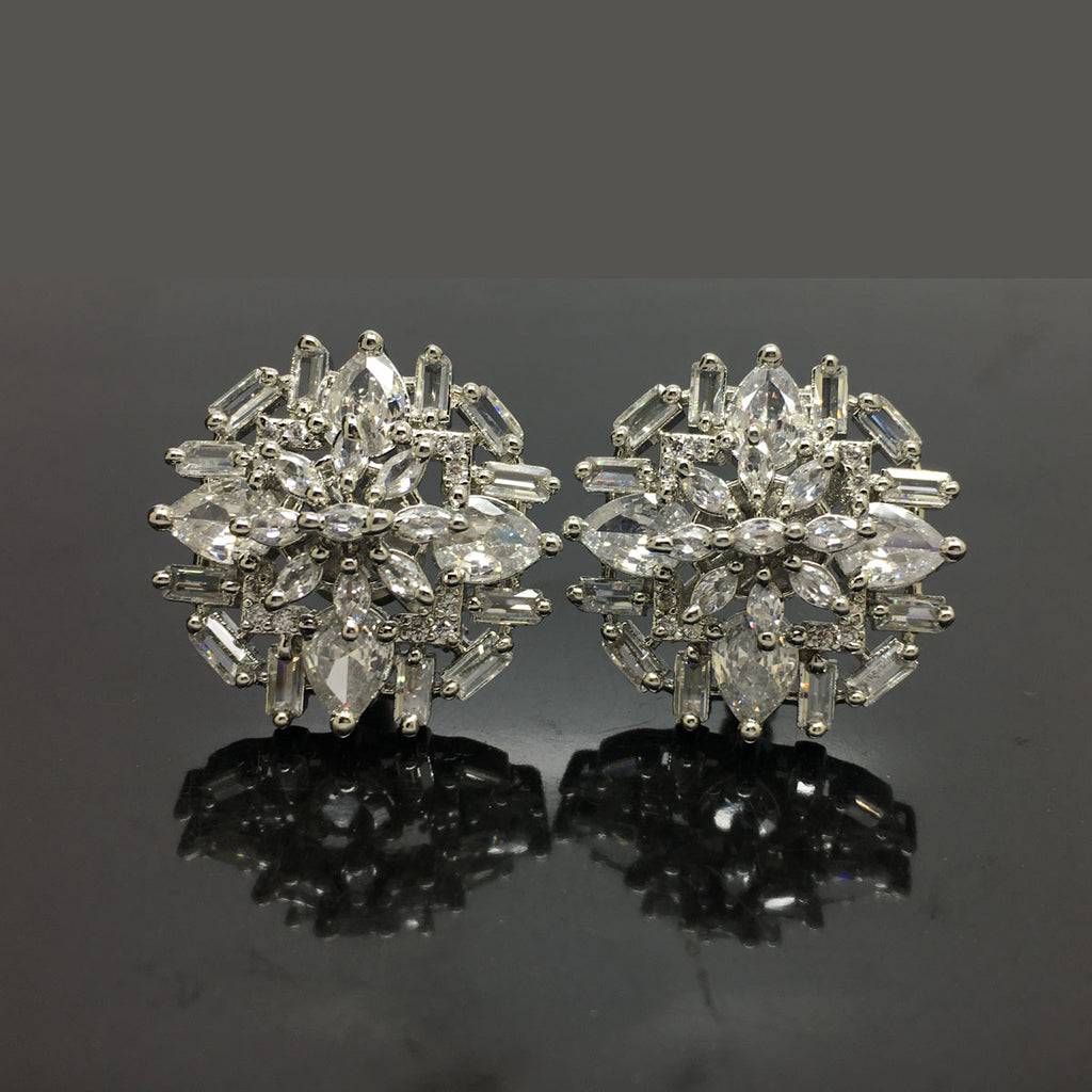 Dazzling Floral American Diamond Stud Earrings