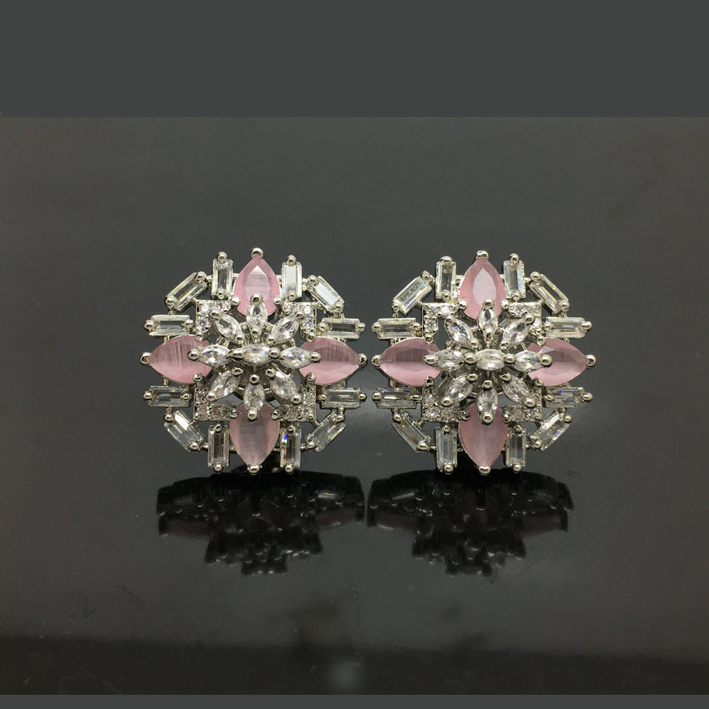 Dazzling Floral American Diamond Stud Earrings