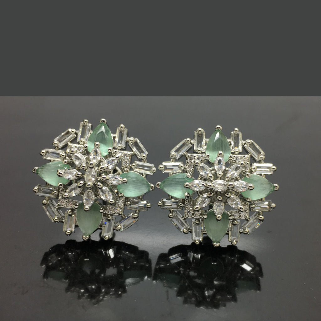 Dazzling Floral American Diamond Stud Earrings