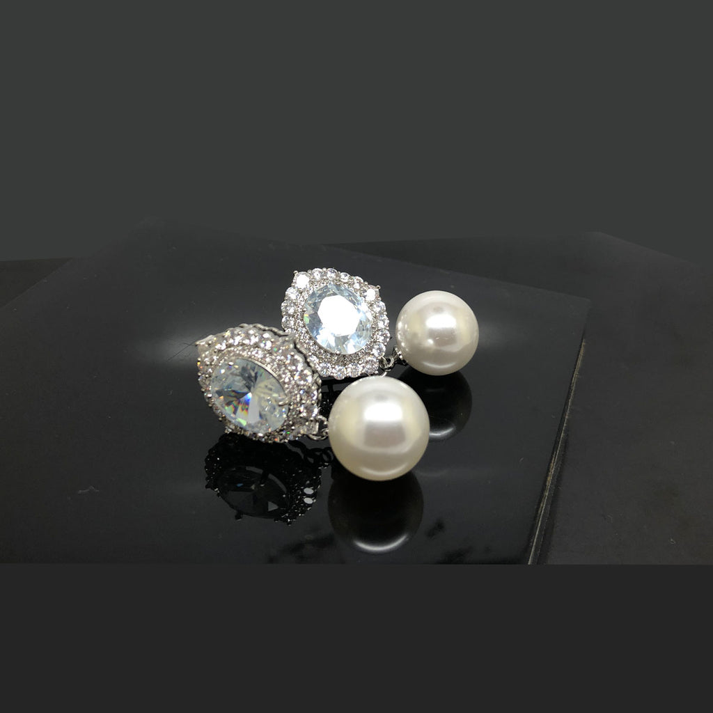 Elegant Crystal and Pearl Drop Earring