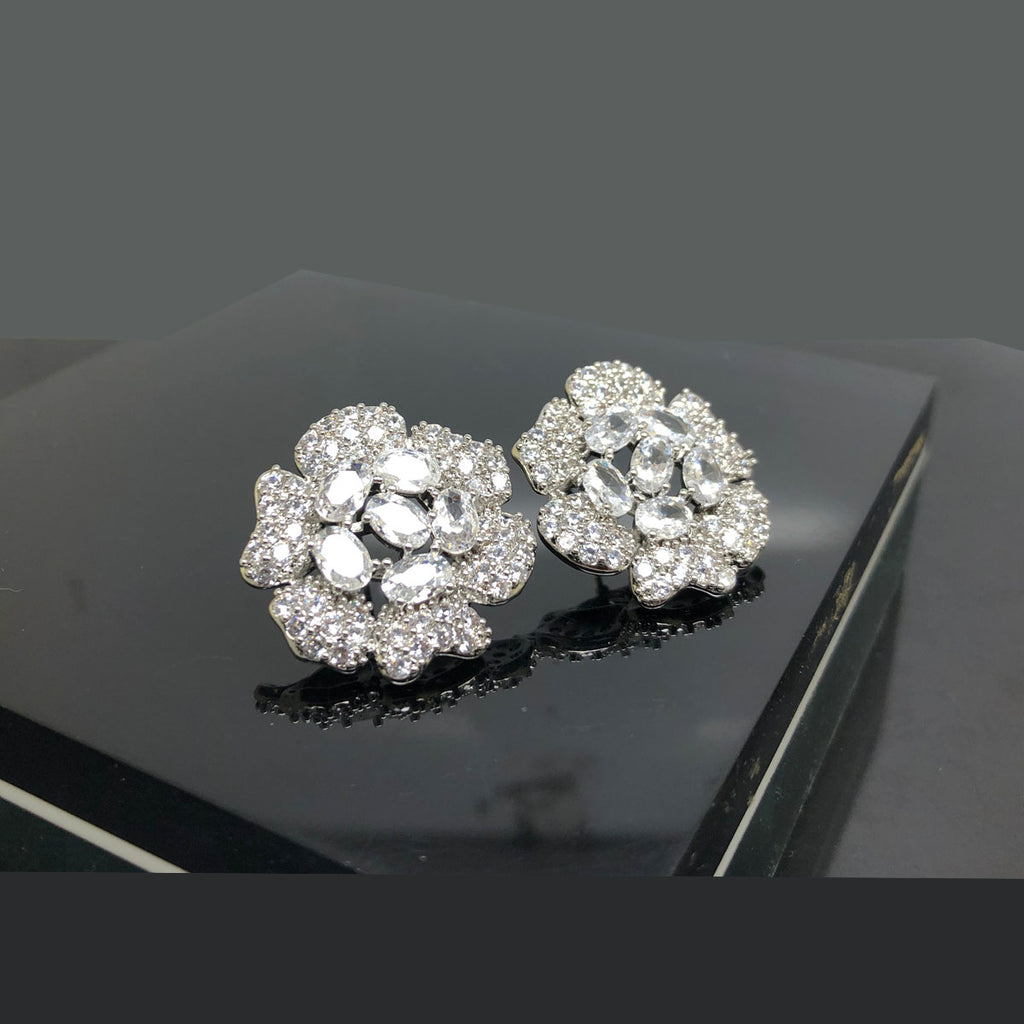Elegant Crystal Floral Stud Earrings