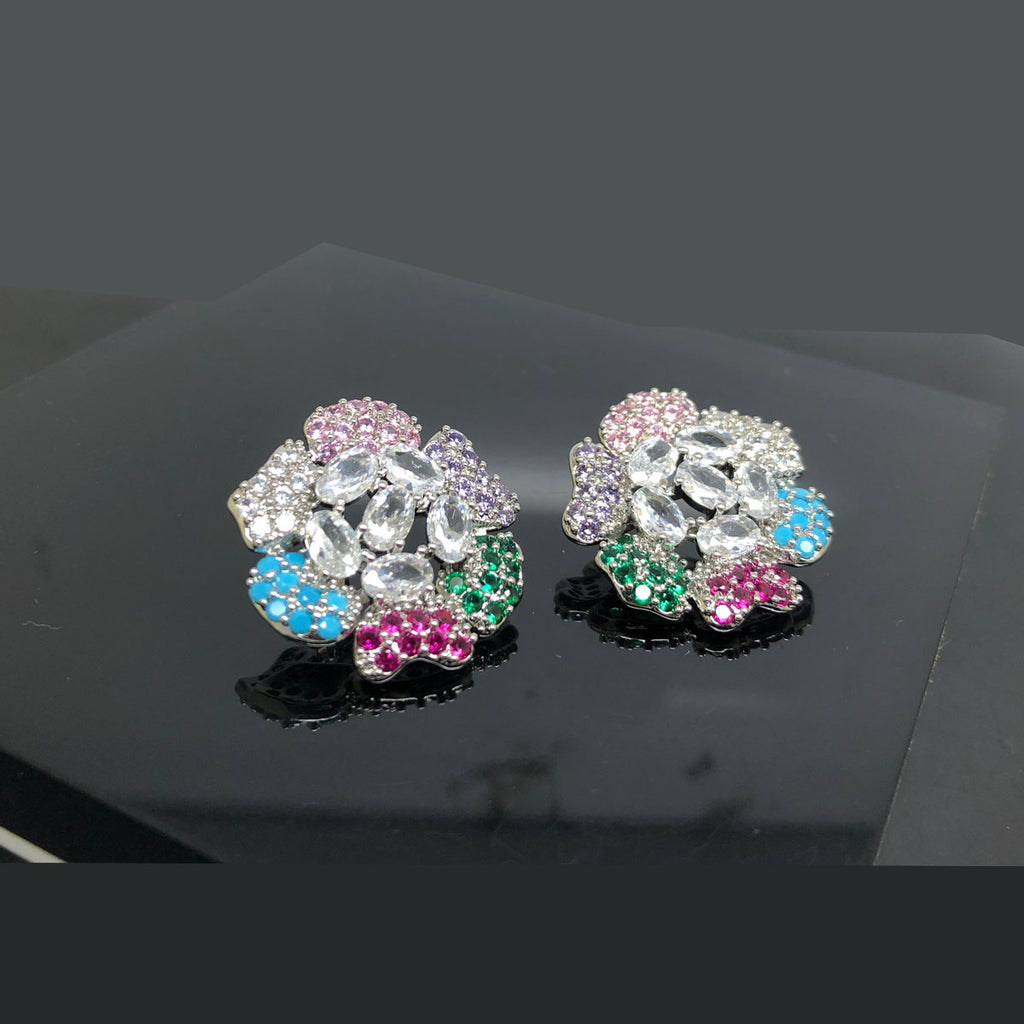 Elegant Crystal Floral Stud Earrings