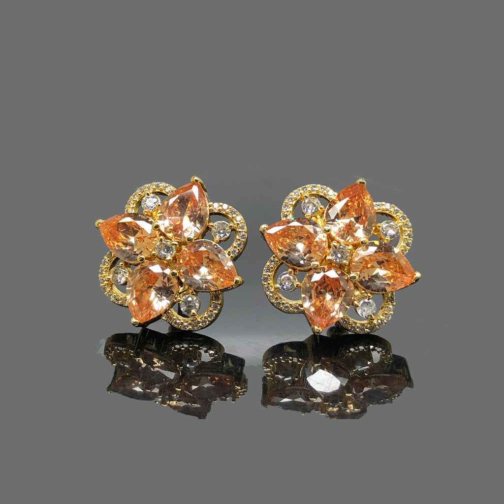 Elegant Gold-Plated Floral Stud Earrings