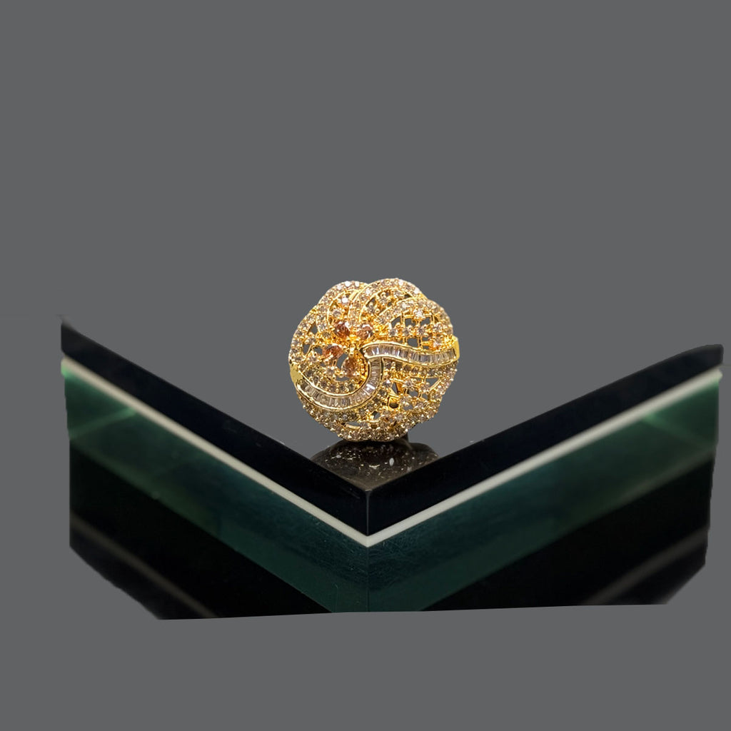 Elegant Wave Crystal Dome Ring