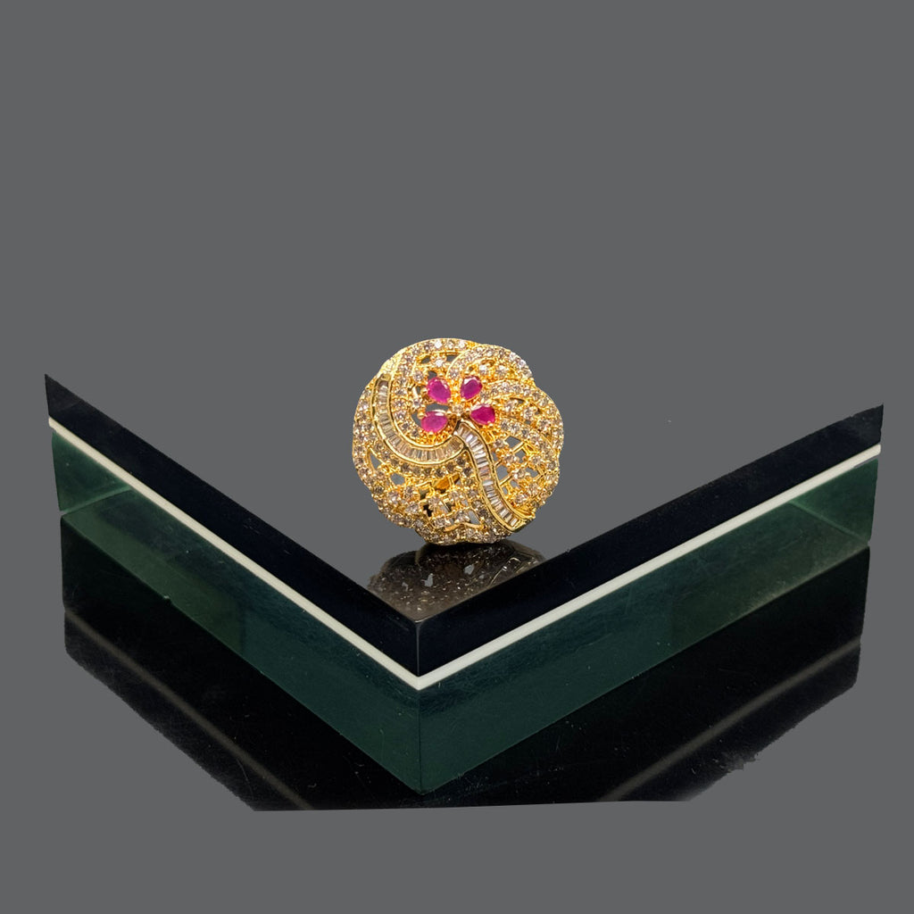 Elegant Wave Crystal Dome Ring