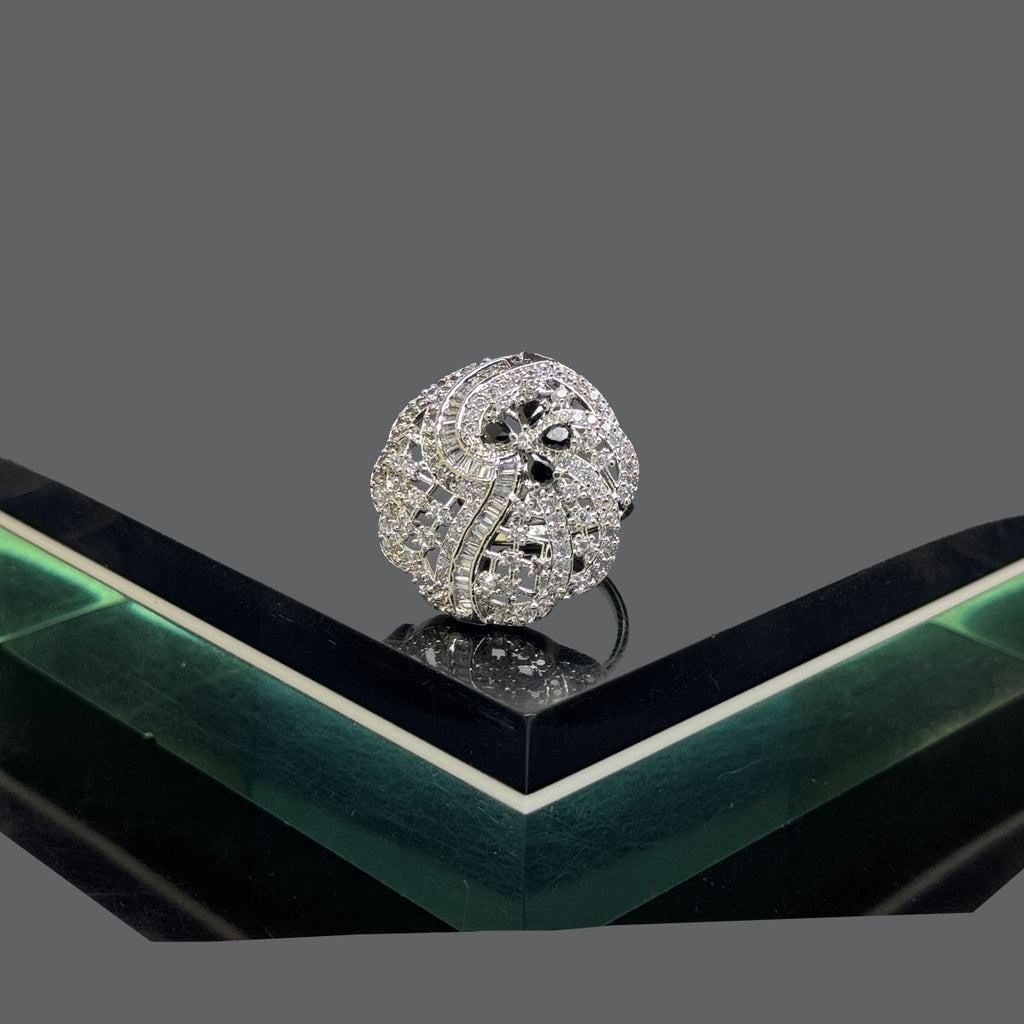 Elegant Wave Crystal Dome Ring