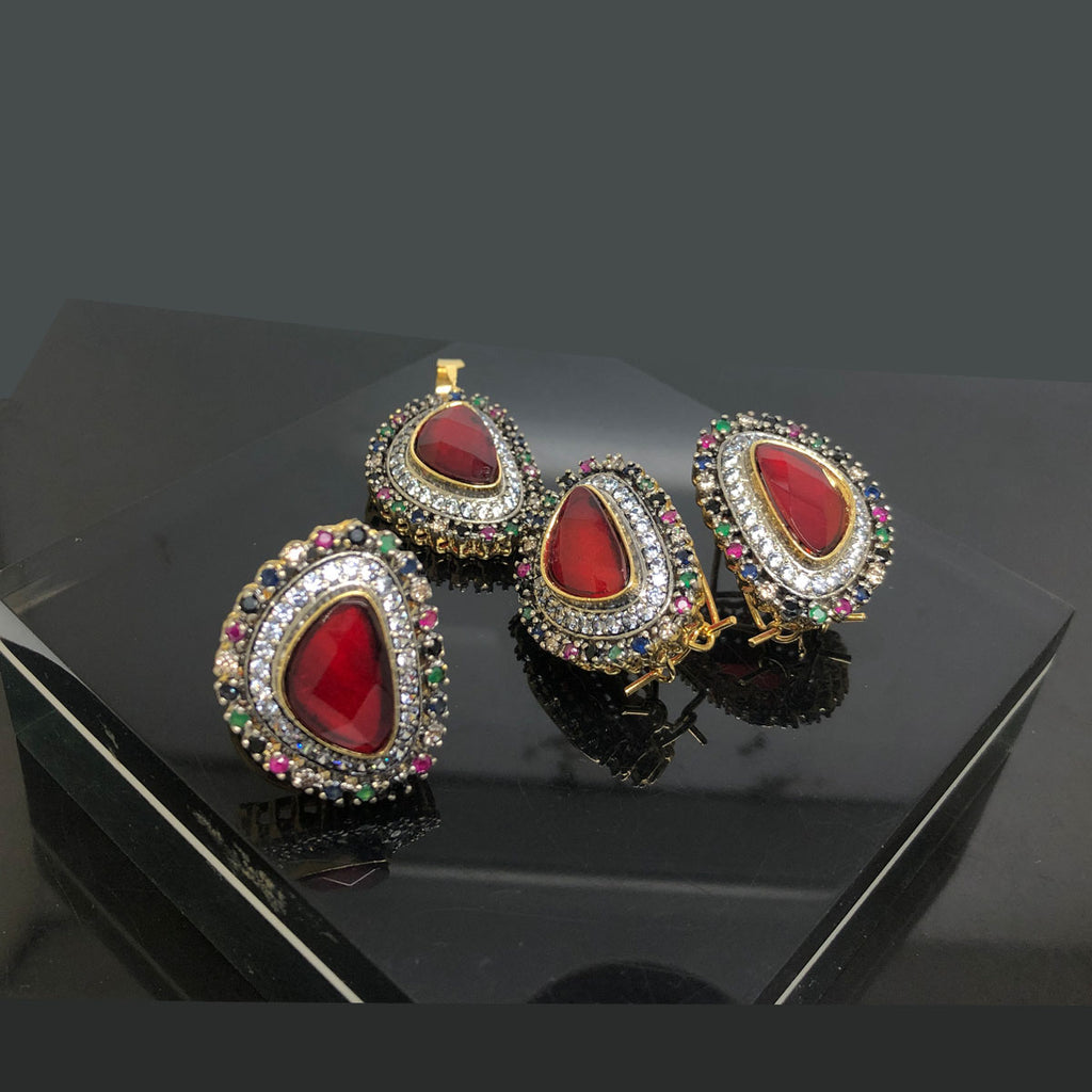Elegant Teardrop Locket Set with Crystal Accents