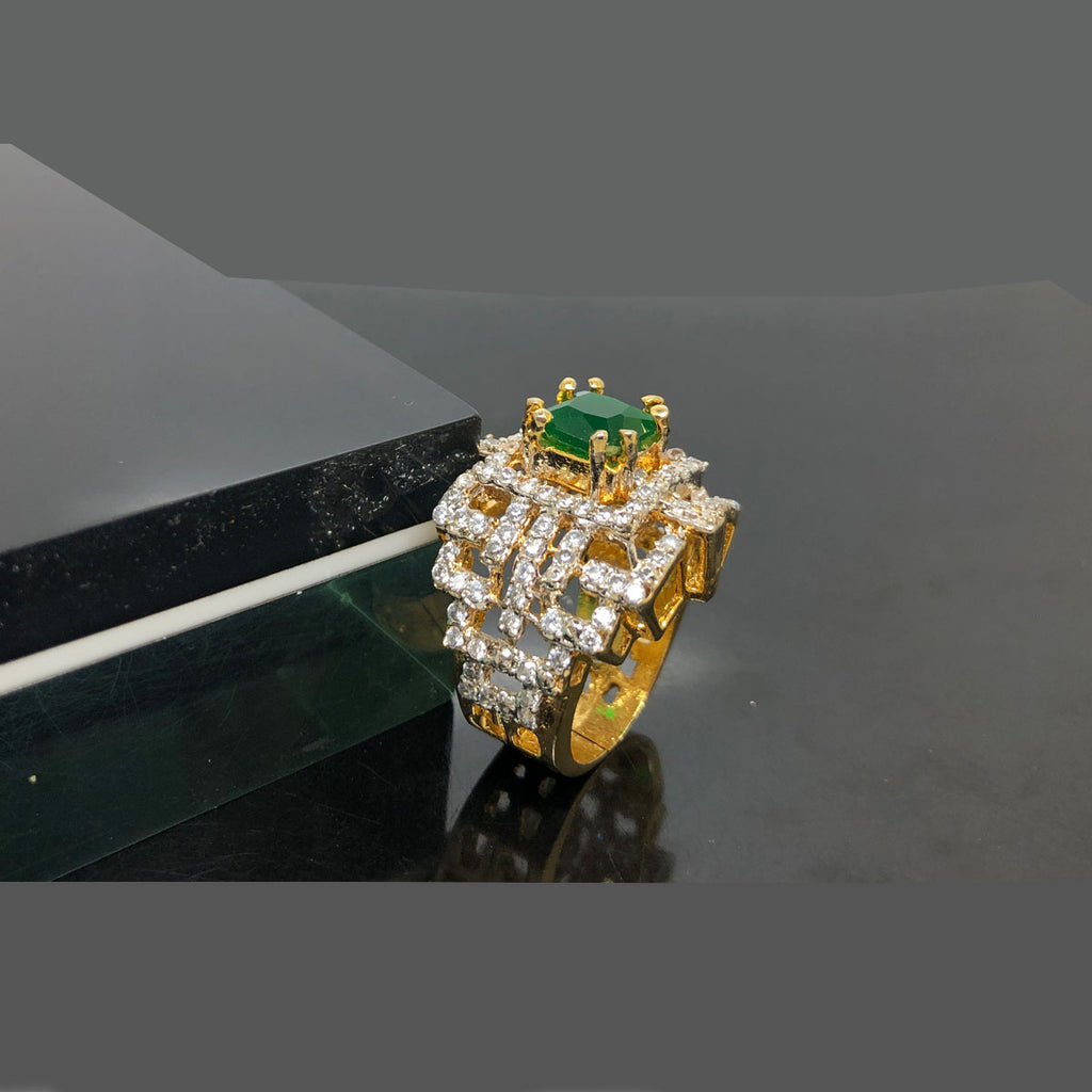 Exquisite Geometric Diamond Ring with Radiant Center Stone