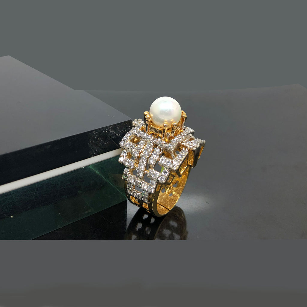 Exquisite Geometric Diamond Ring with Radiant Center Stone