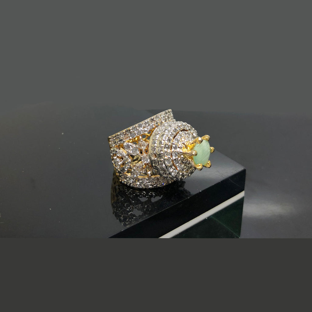 Gold-Plated Statement Ring Gemstone Crystal Accents