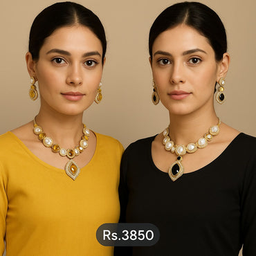 Kundan Pearl Drop Necklace Set – Rs. 3,850
