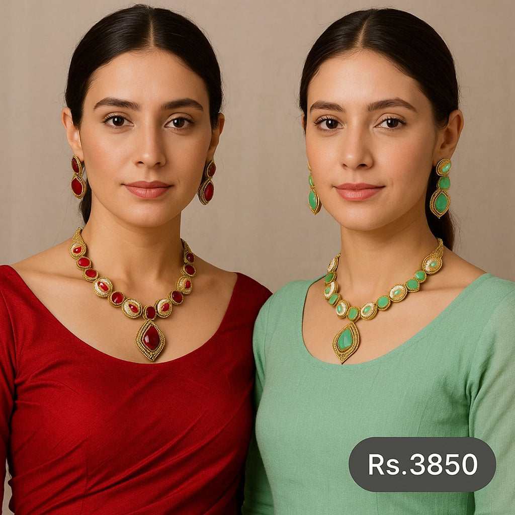 Kundan Pearl Drop Necklace Set – Rs. 3,850