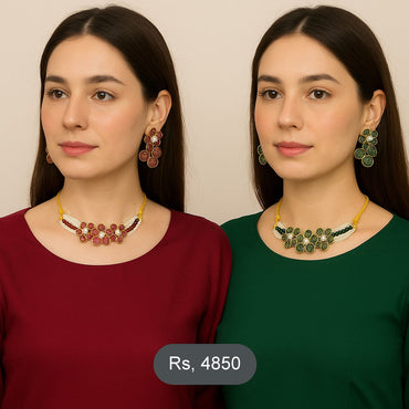 Floral Choker Necklace Set – Rs. 4,850