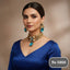 Royal Blue Stone & Pearl Choker Necklace Set with Earrings