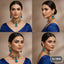 Royal Blue Stone & Pearl Choker Necklace Set with Earrings
