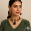 Black Stone & Pearl Choker Necklace Set with Earrings