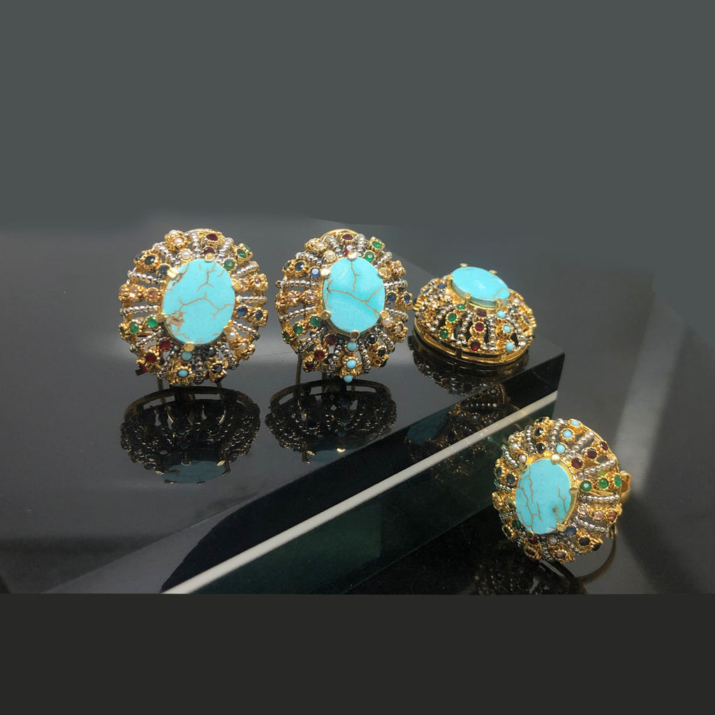 Elegant Gold Plated Crystal Locket Set