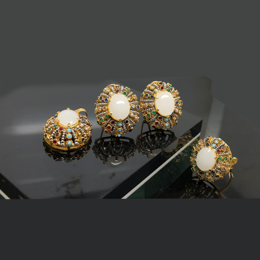Elegant Gold Plated Crystal Locket Set
