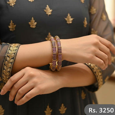 Gold & Black Crystal Bangles