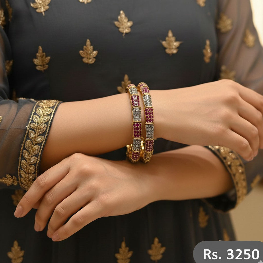 Gold & Black Crystal Bangles