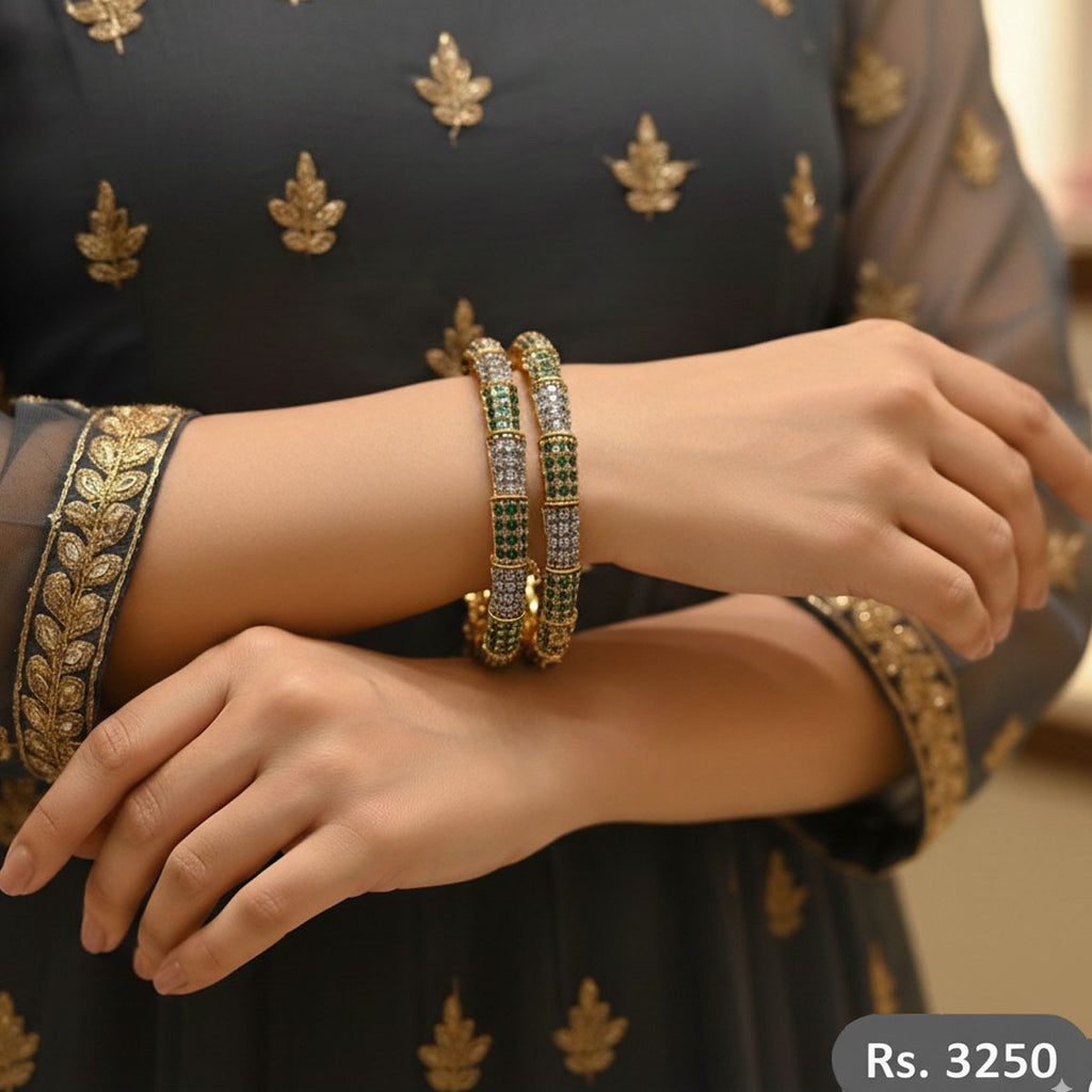 Gold & Black Crystal Bangles