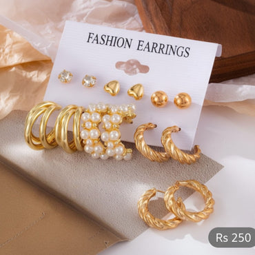 Fashion Earrings Set – 6 Pairs