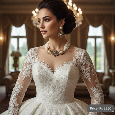 Elegant bridal pearl and crystal necklace set with matching earrings