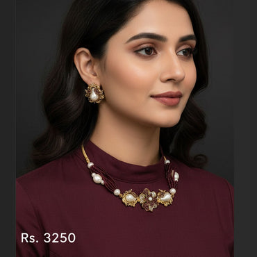 Elegant bridal pearl and crystal necklace set with matching earrings