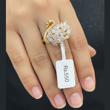 Swan design ring with zircon stones, price Rs. 550