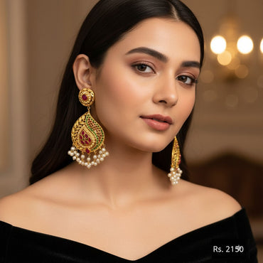 Kundan Pearl Drop Earrings – Rs. 2150