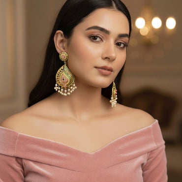 Kundan Pearl Drop Earrings – Rs. 2150
