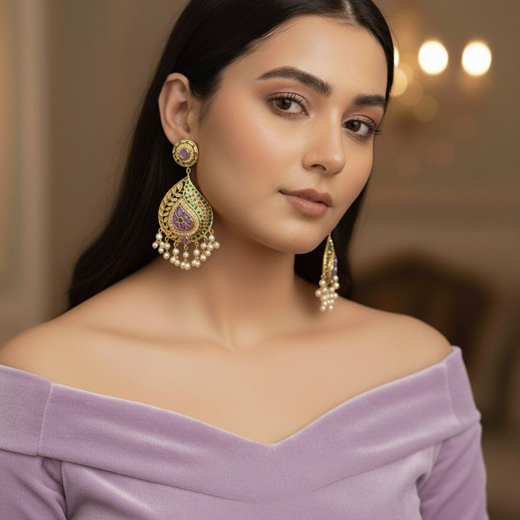 Kundan Pearl Drop Earrings – Rs. 2150