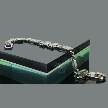 Silver-Tone Cuban Chain Bracelet – Iced Shine 669101