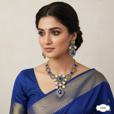 Traditional Pearl & Stone Necklace Set - RS 6950