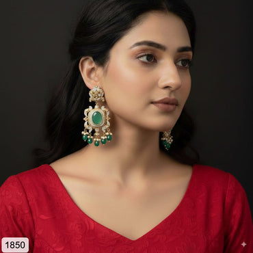 Traditional Jhumka Style Chandbali Earrings with Beads