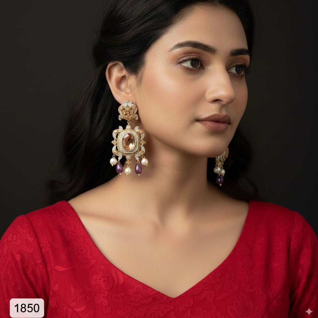Traditional Jhumka Style Chandbali Earrings with Beads