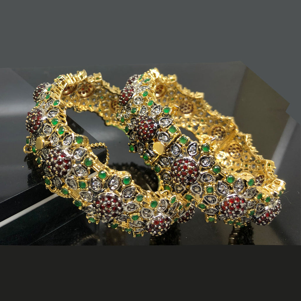 Vintage-Inspired Gold-Plated Floral Bangles