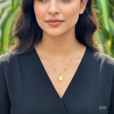 Dainty beaded chain necklace with sparkling crystal charm, priced Rs. 650