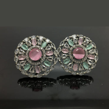 Elegant Halo American Diamond Stud Earrings