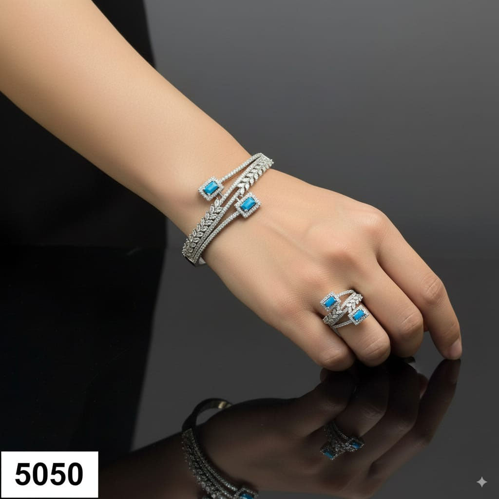 Turquoise Stone Bracelet and Matching Ring Set