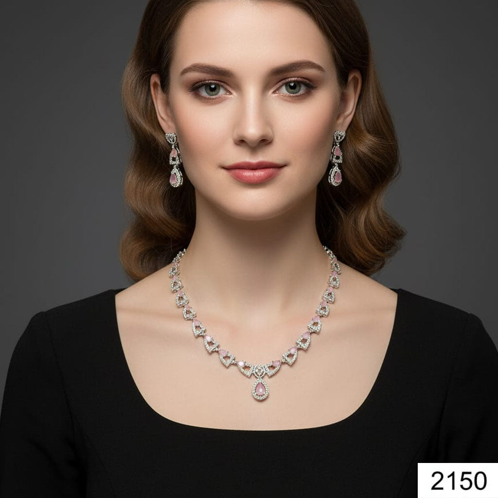 The Stella Set – crystal teardrop necklace with matching earrings for women, priced Rs. 2150
