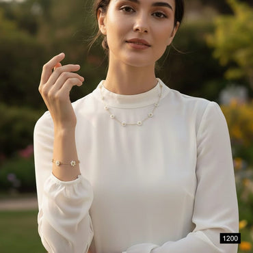 Gilded daisy necklace with matching bracelet for women, priced Rs. 1200