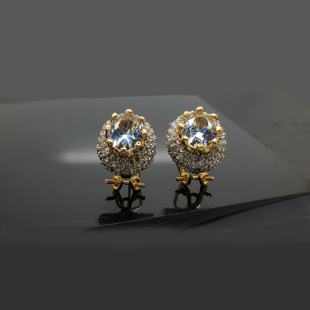 Radiant Gold-Plated Halo Stud Earring