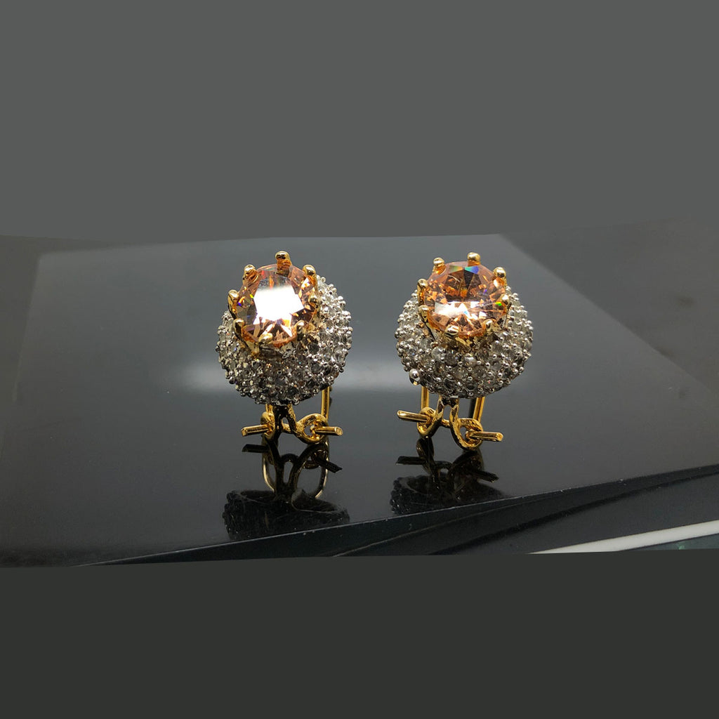 Radiant Gold-Plated Halo Stud Earring