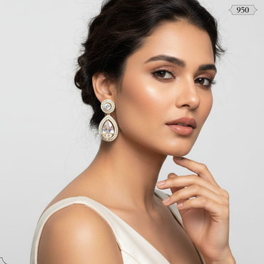 Crystal Cascade Drop Earrings with cascading sparkling crystals, priced Rs. 950