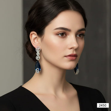 Moonlight Stone Earrings with rhinestone dangle design and gemstone accents, priced Rs. 2450