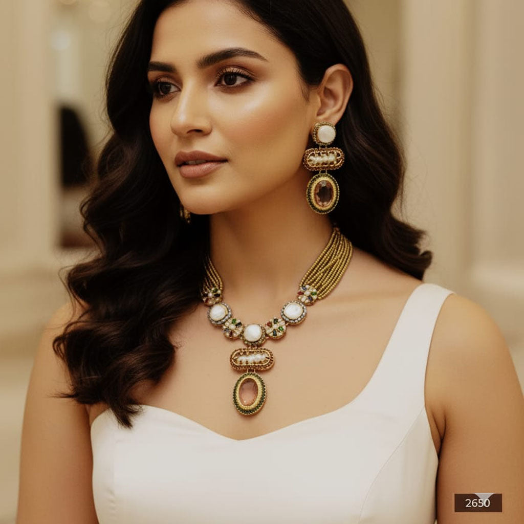 The Majestic Statement Set with bold necklace and matching earrings, priced Rs. 2650
