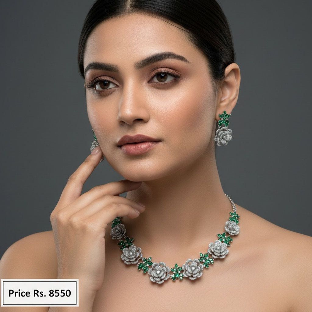 The Meadow Daisy Jewelry Set with floral necklace, earrings & bracelet, priced Rs. 8500
